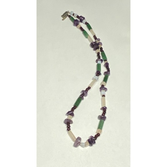 Vintage Multi Gemstone Beaded Necklace 925 Clasp 19 inches Fine - Picture 2 of 10